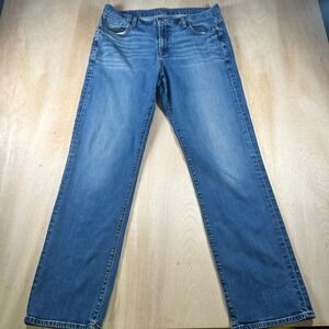 Relentless Mens Medium Wash Straight Leg Stretch Denim Jeans Blue Size 34x33